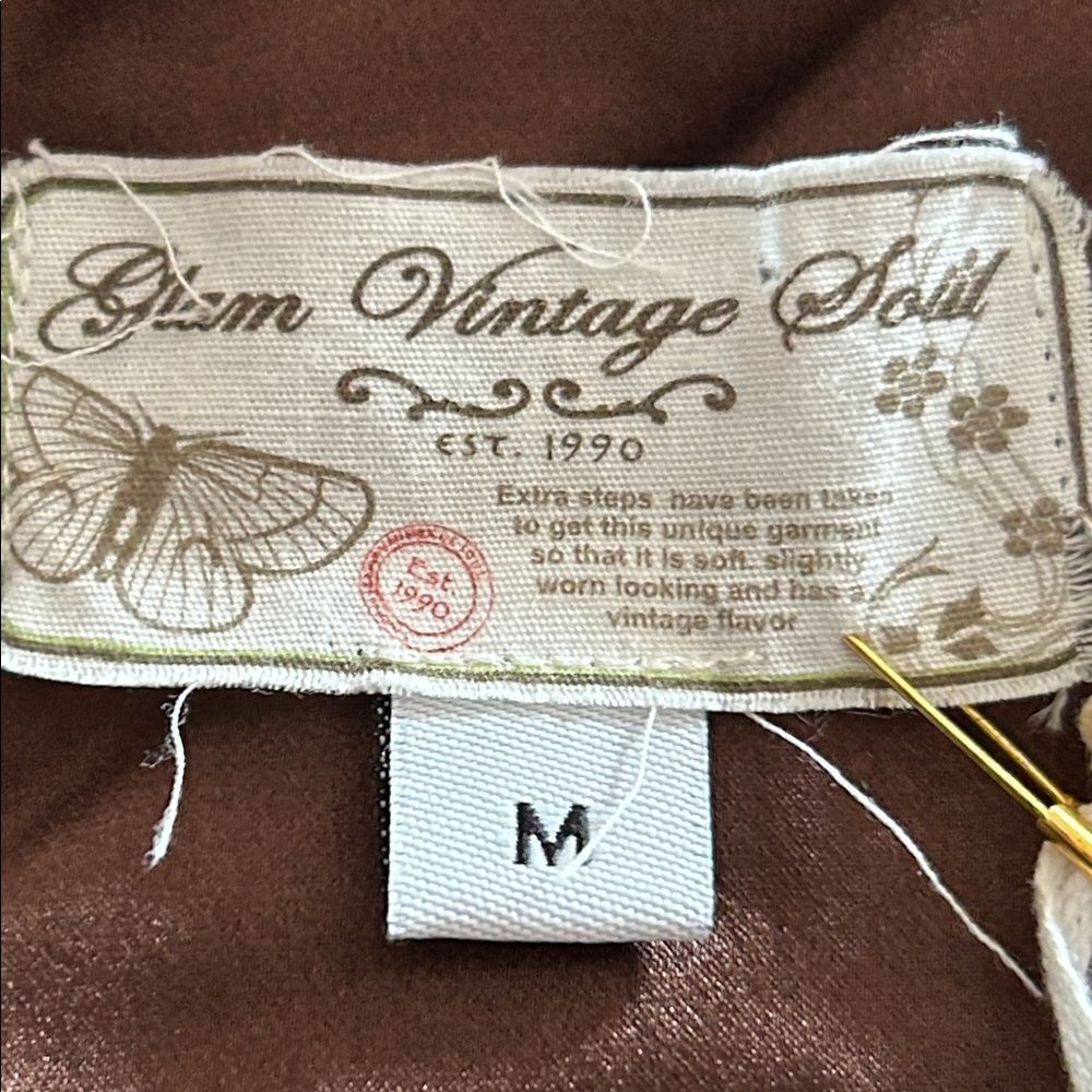 glam vintage soul Brown 100 % silk tunic Top medium new with tags - Picture 5 of 10